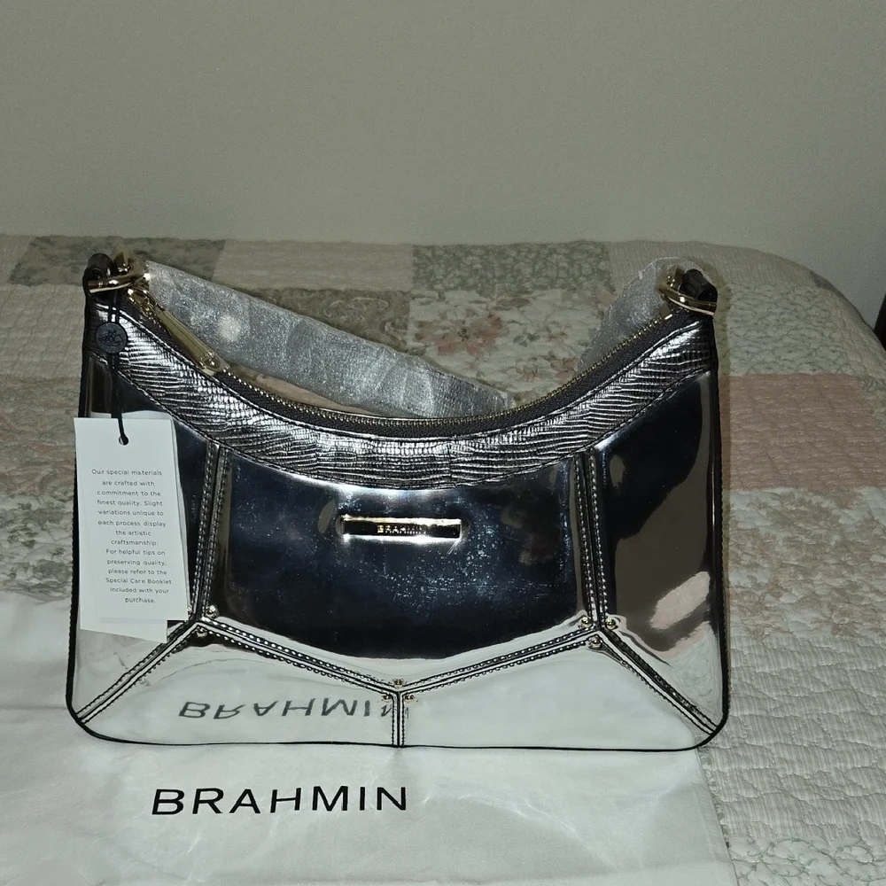 NWT Brahmin ESME Shoulder Bag In Chrome Tamar - Picture 2 of 15